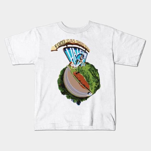 Haleiwa North Shore Sign Fisheye Kids T-Shirt by HaleiwaNorthShoreSign